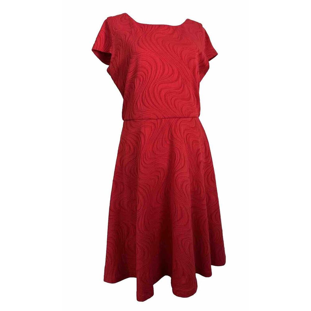 Ronni Nicole Red Fit & Flare Dress Cap Sleeve Round Neck Size 8